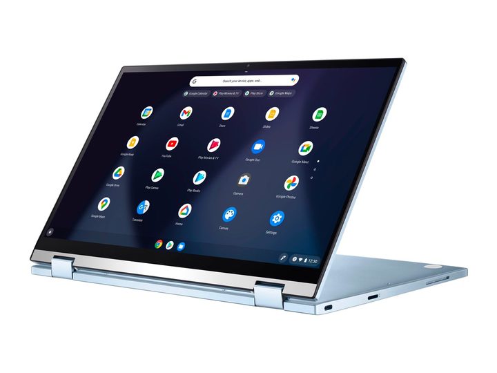 The ASUS Chromebook Flip C433 in blue against a white background.