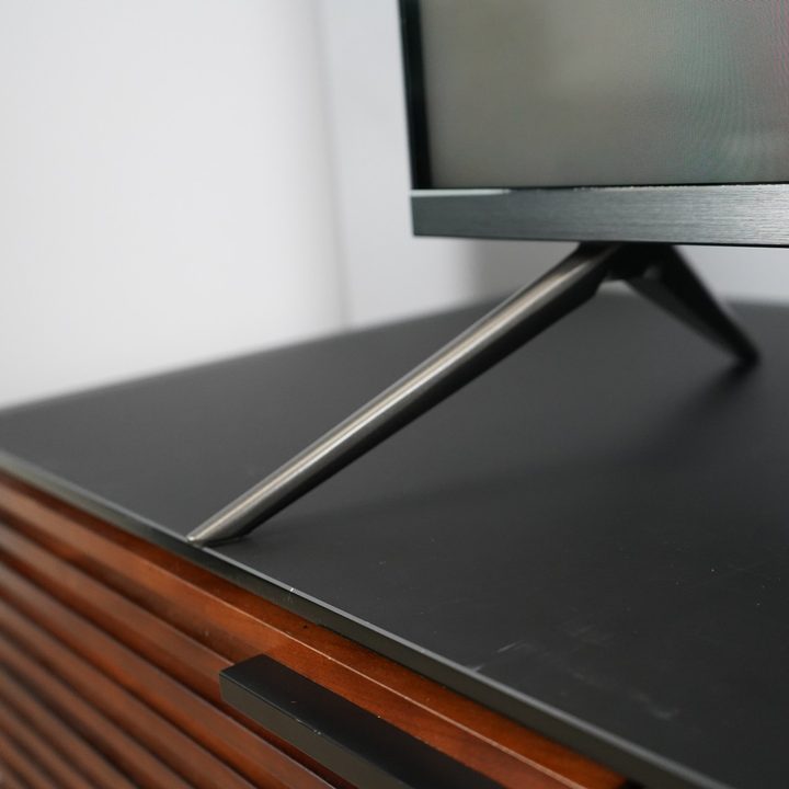 One stand leg on the Amazon Fire TV Omni QLED TV.