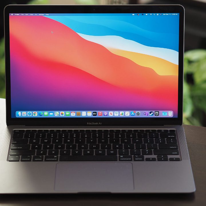 apple m1 macbook air amazon prime day open on a desk with plants in the background