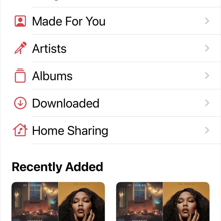 Playlist in the Music Library on iPhone.