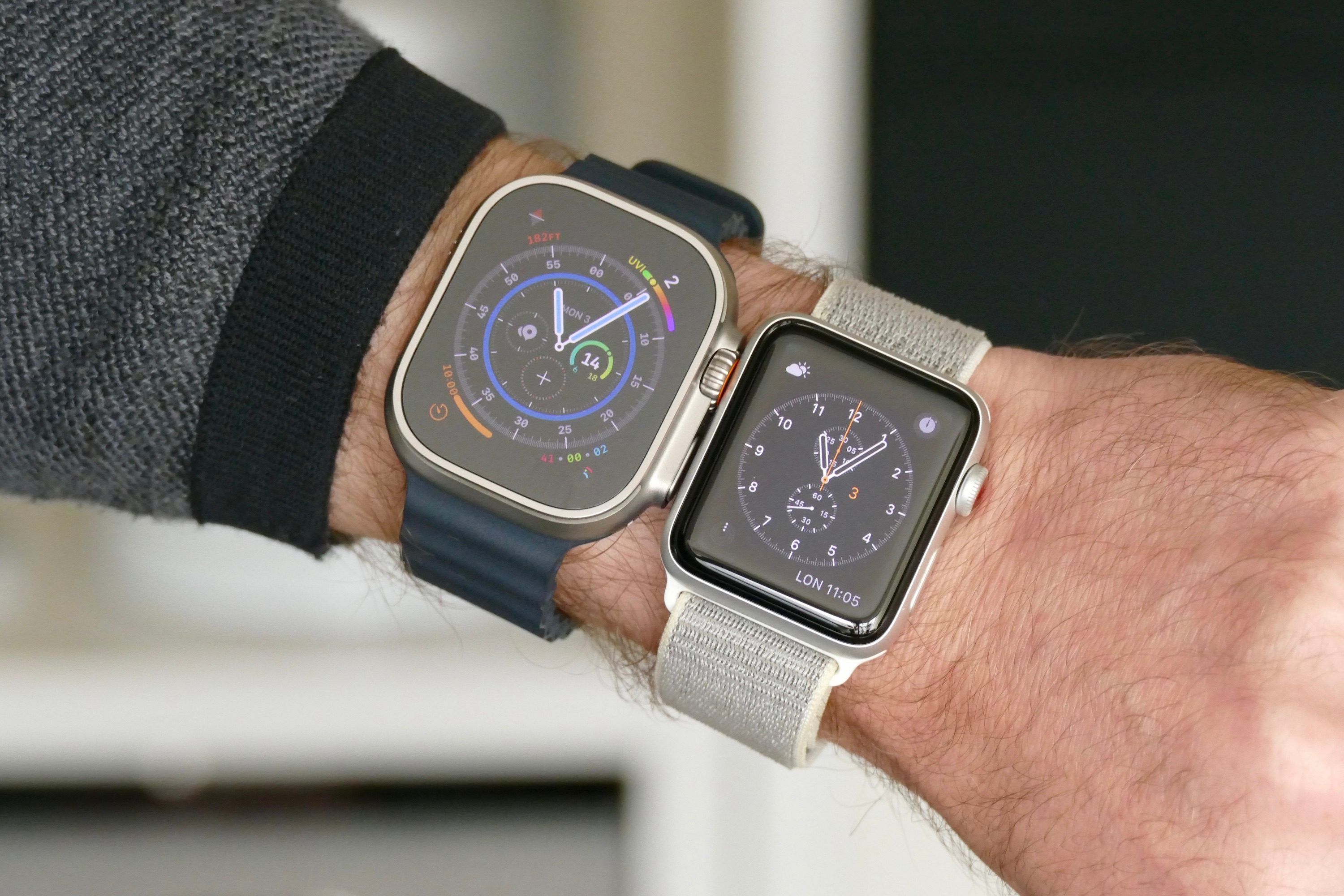 The Apple Watch Ultra and Apple Watch Series 3.