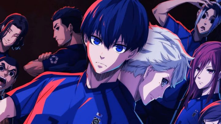 Blue Lock key art featuring the members of the cast in uniform.