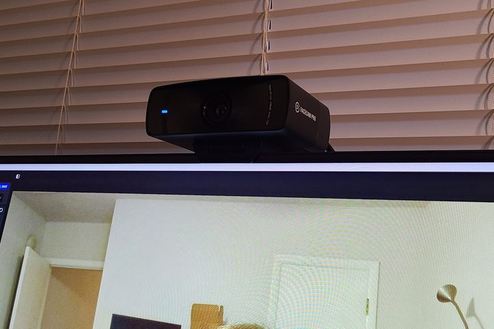 The Elgato Facecam Pro on a monitor.