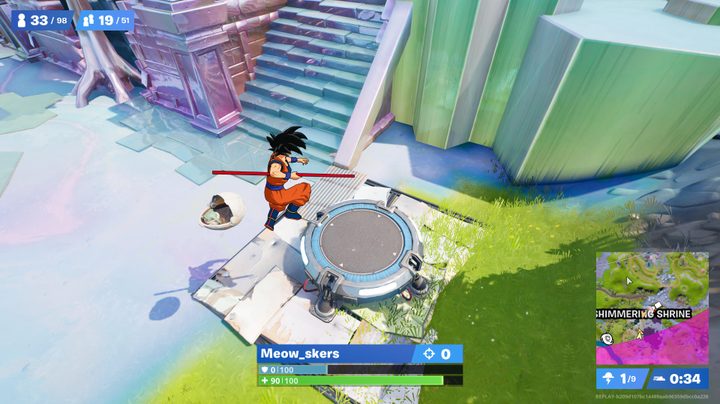 Using Bounce Pad in Fortnite.