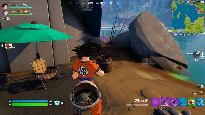 Barrel with fishing rods in Fortnite.