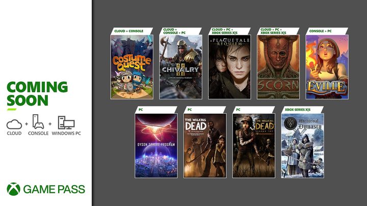 A lineup of game pass titles.