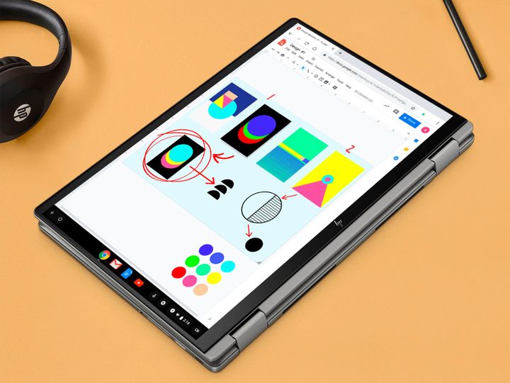The HP 14 2-in-1 Chromebook in tablet mode.