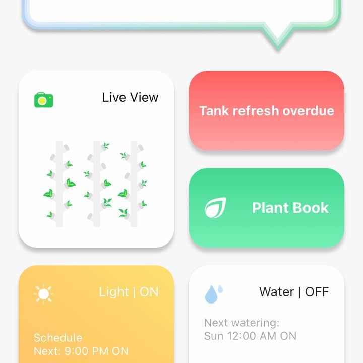 The Gardyn app menus.