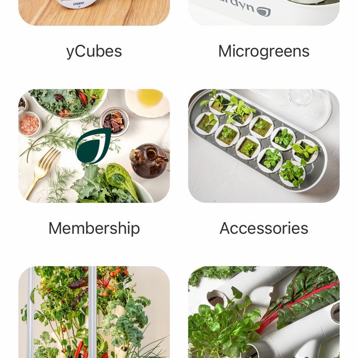 The Gardyn app menus.