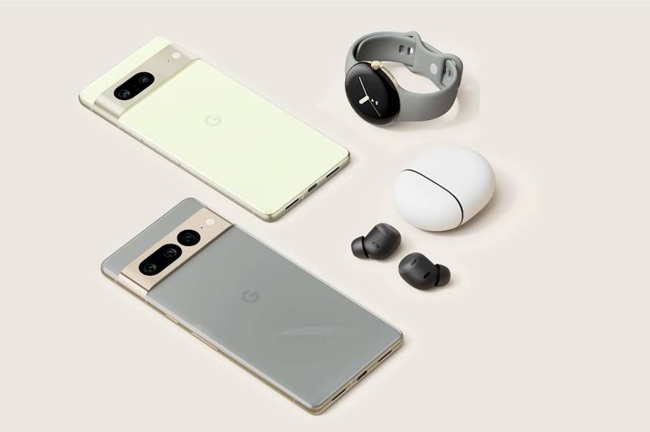 Google Pixel 7, Pixel 7 Pro, Pixel Watch, and Pixel Buds.