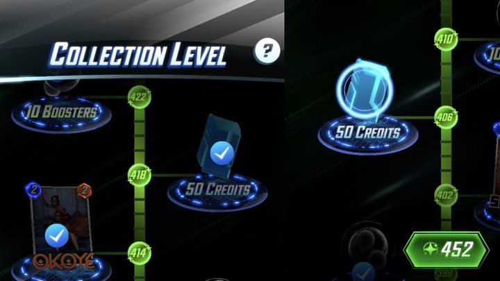 Marvel Snap's card progression levels.