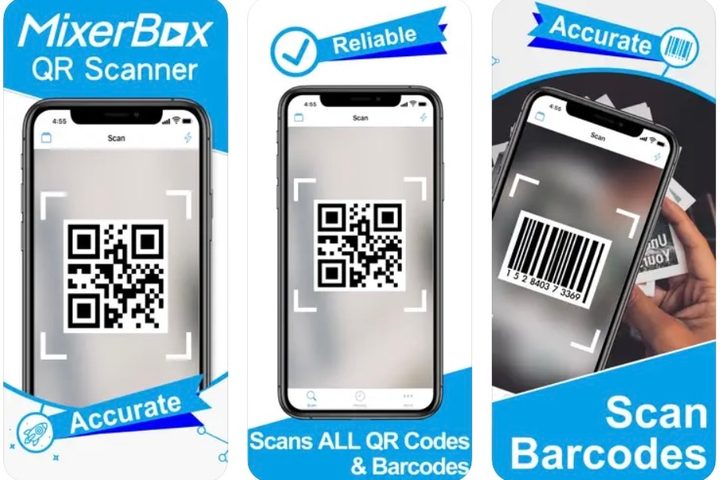 MixweBox QR code reader three views.