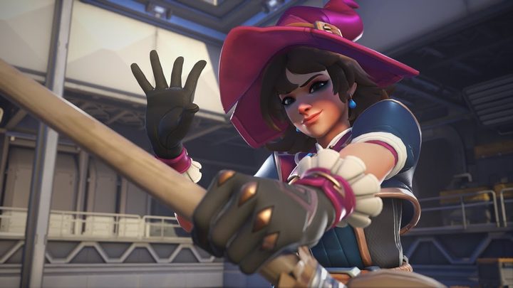 Overwatch 2's Witch Kiriko posing with a broom.