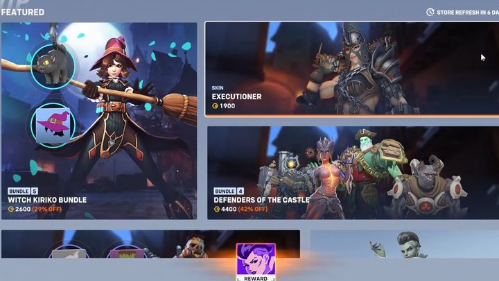 Overwatch 2's store featuring the halloween skins.
