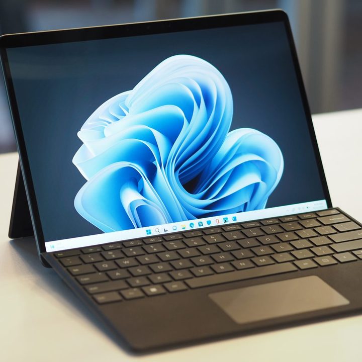 Surface Pro 9 5G front angled view showing display and Type Cover.