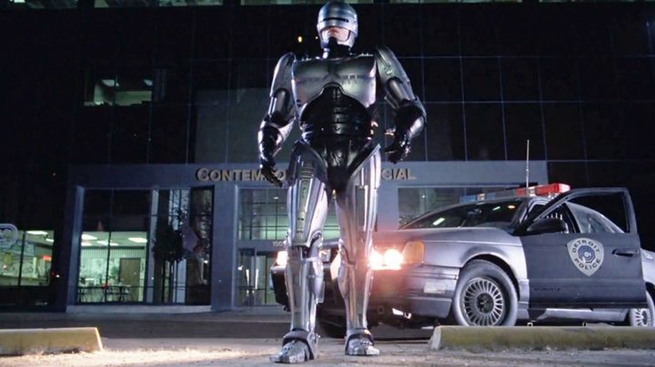 Robocop and car at night