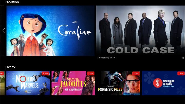 Roku Channel Home Page example.