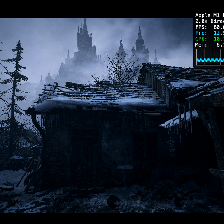 A screenshot of Resident Evil Village in Performance mode.