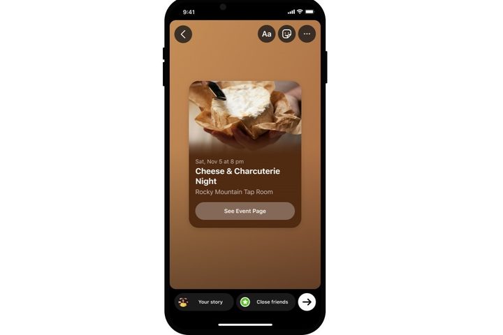 Sharing Facebook Events to Instagram Stories.