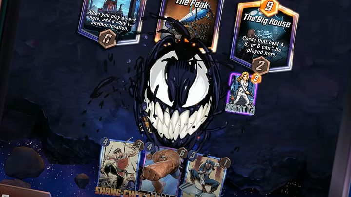 Venom affects a Marvel Snap playng field.