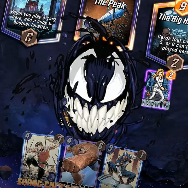 Venom affects a Marvel Snap playng field.