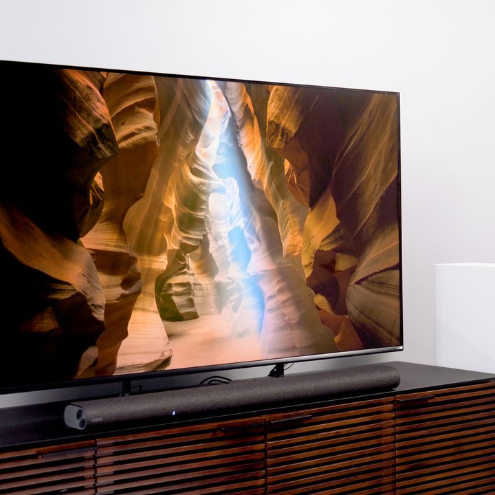 Light streams into a canyon displayed on a Vizio M-Series Quantum X TV.