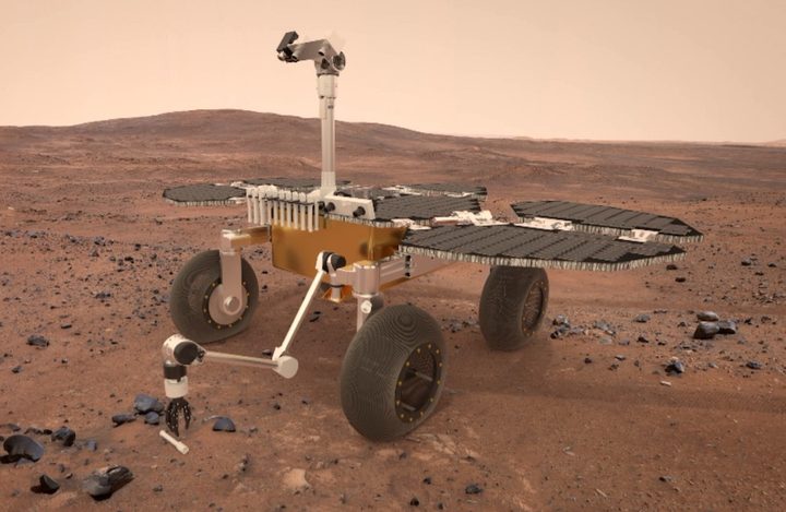 Airbus's Sample Fetch Rover and how it might have looked on Mars.
