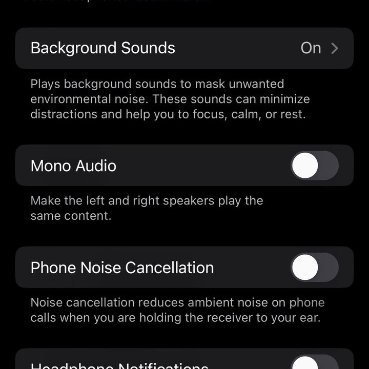 The AirPods Pro 2 Audio Accessibility page.