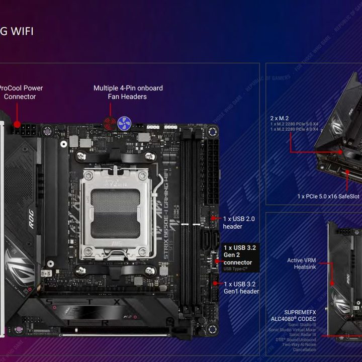 A look at the Asus ROG Strix B650E-I Gaming Wi-Fi motherboard.