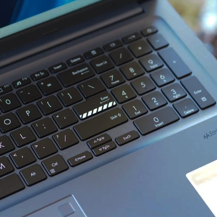 Asus Vivobook 17X top down view showing enter key.