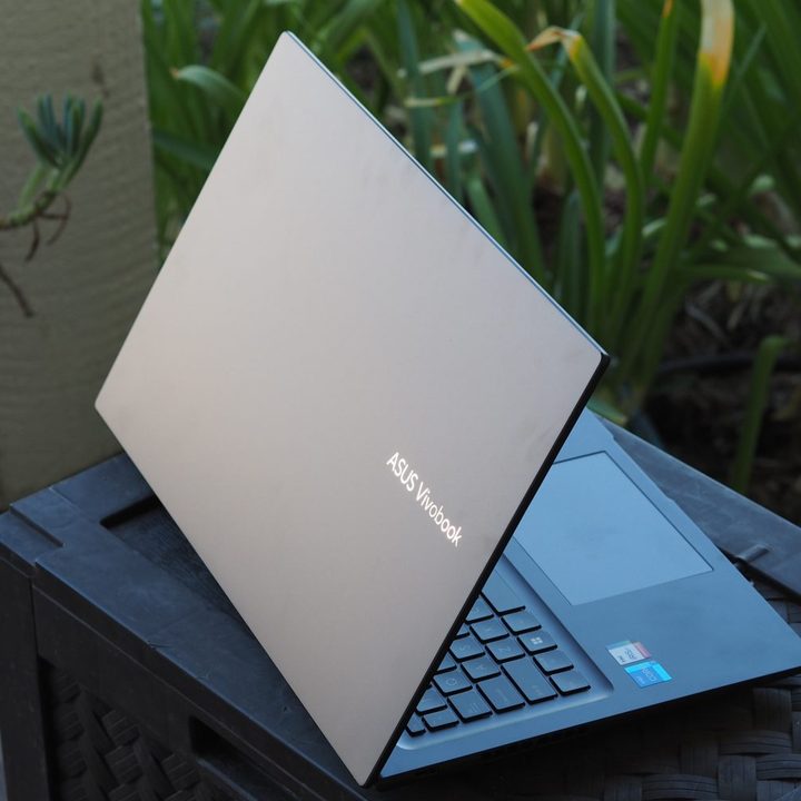 Asus Vivobook 17X rear view showing lid and logo.