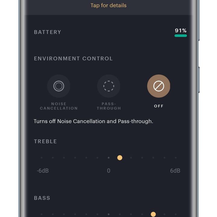 Bowers & Wilkins Music app settings screen.