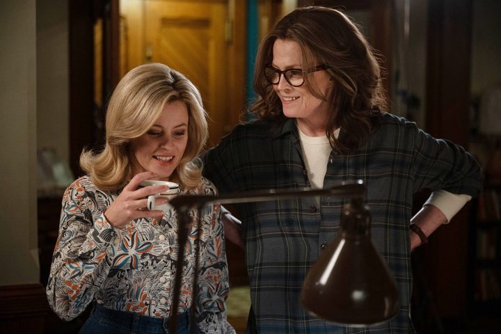 Elizabeth Banks and Sigourney Weaver smile in Call Jane.