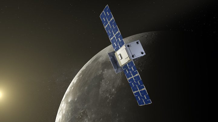 Artist's illustration of CAPSTONE approaching the moon.