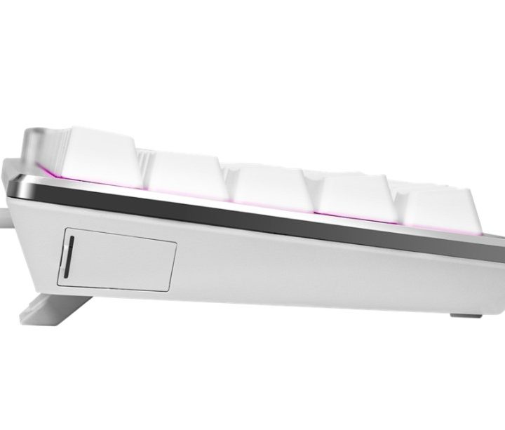 The side profile of the Cooler Master 65% mechanical keyboard.