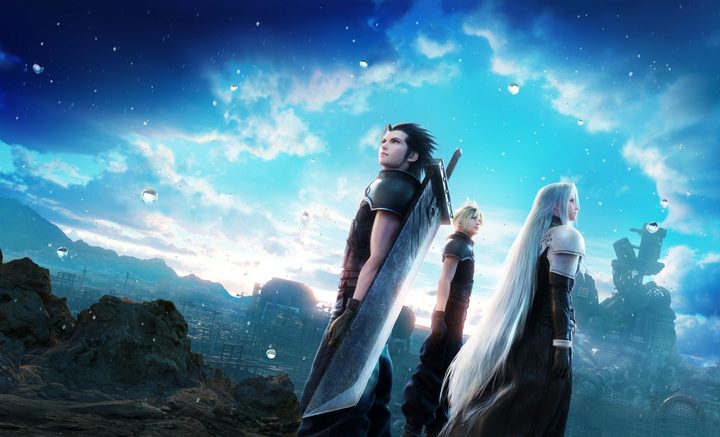 Cloud, Zack, and Sephiroth stand back to back in Crisis Core: Final Fantasy VII Reunion.