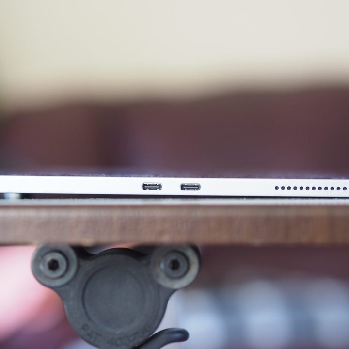 Dell XPS 13 2-in-1 left side view showing ports and speaker.
