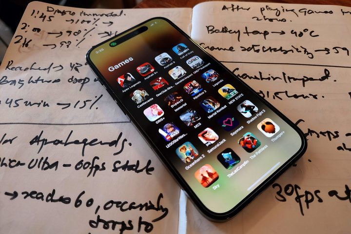 Game library installed on the iPhone 14 Pro