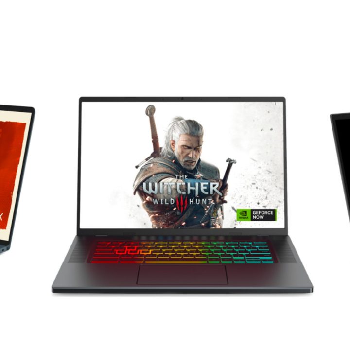 Three gaming Chromebooks with games on them.
