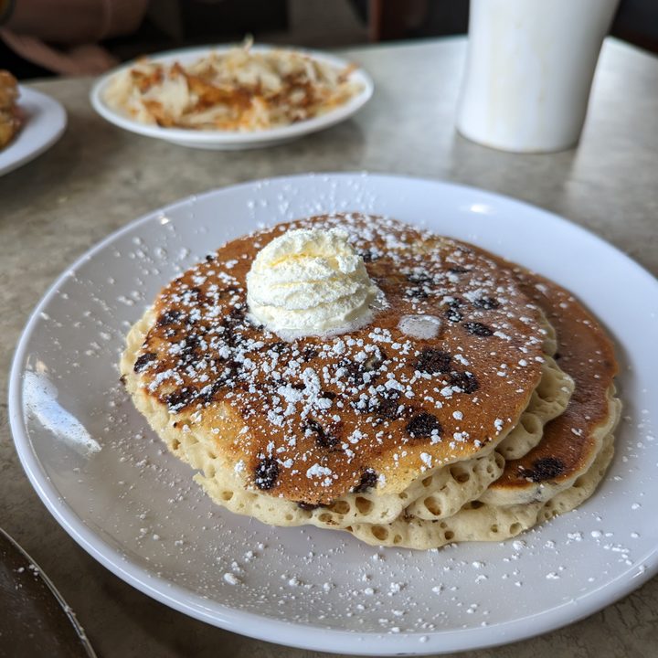 Photo of chocolate chip pancakes, taken with the Pixel 7 Pro.