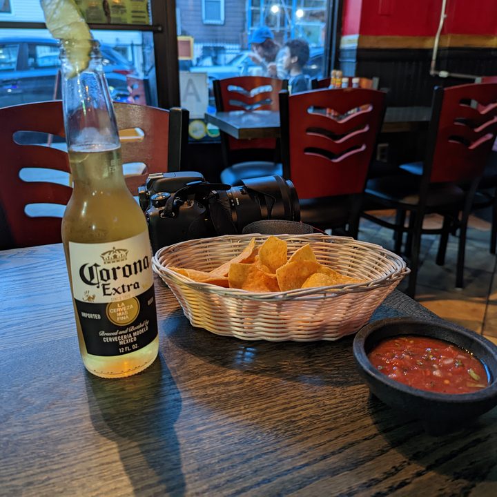 Photo of tortilla chips and a Corona, taken with the Pixel 7 Pro.