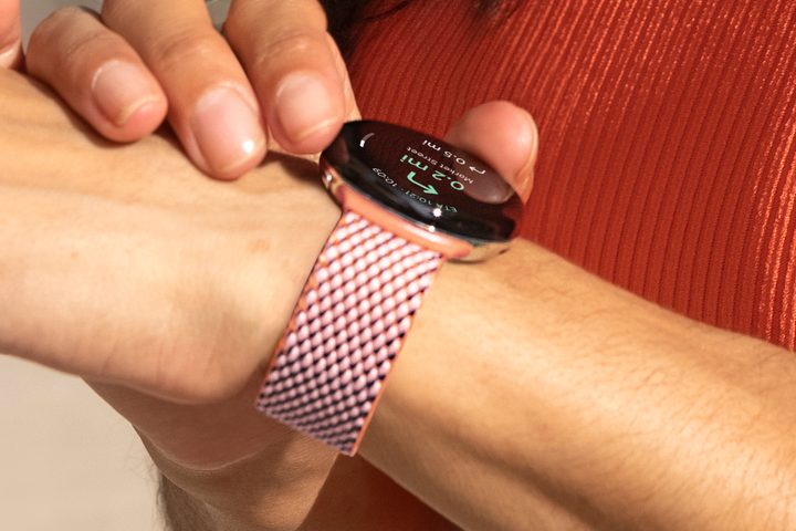 Someone using Google Maps turn-by-turn directions on the Google Pixel Watch.