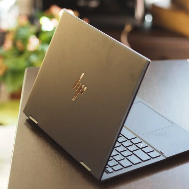 HP Envy x360 13 2022 rear view showing lid and logo.