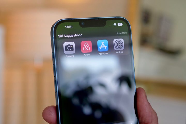 The notch at the top of the iPhone 14 Plus's screen.