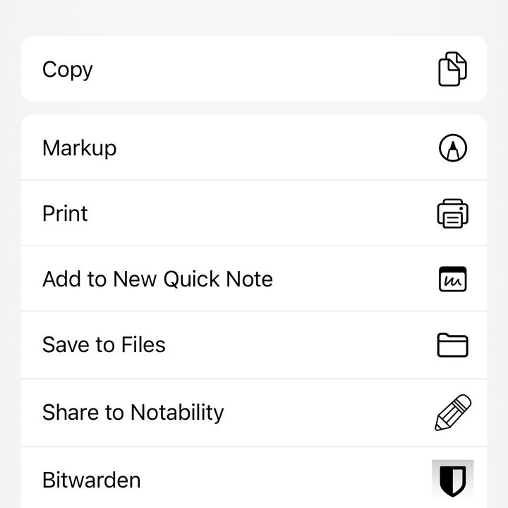 Locations to save, send, or share a file on iPhone.