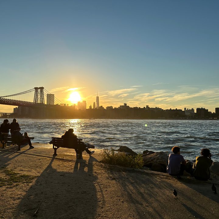 Photo of the Manhattan skyline at sunset, taken with the iPhone 14 Pro.