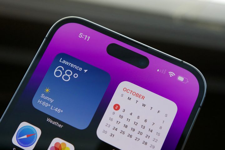 The Dynamic Island on the iPhone 14 Pro Max.