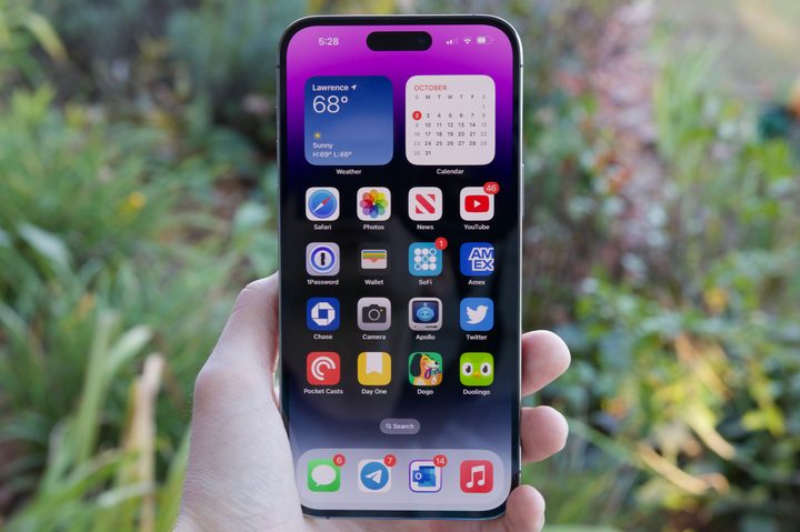 Someone holding the iPhone 14 Pro Max.