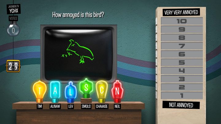 A player draws an annoyed bird in Jackbox Party Pack 9 minigame Nonsensory.