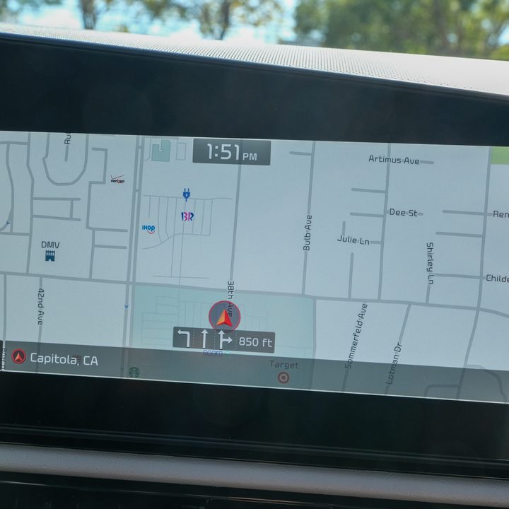 A map displayed on the Kia infotainment center.